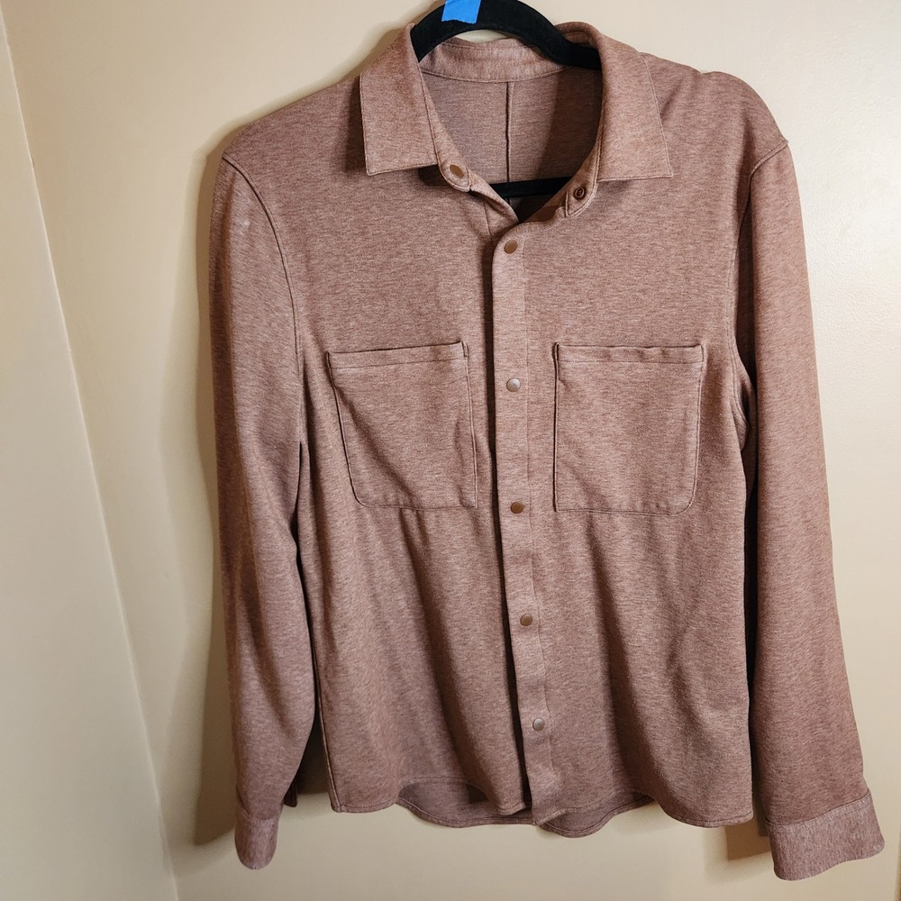 Lululemon Mens Soft Knit Overshirt Heathered Copper Brown Small M3CZMS
